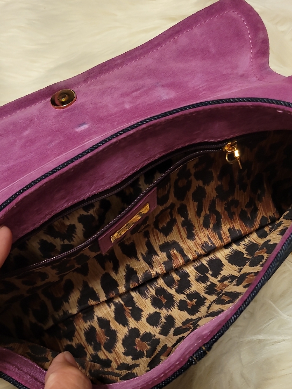Dolce & Gabbana Navy Denim Clutch with Gold Logo Hardware - Picture 6 of 8